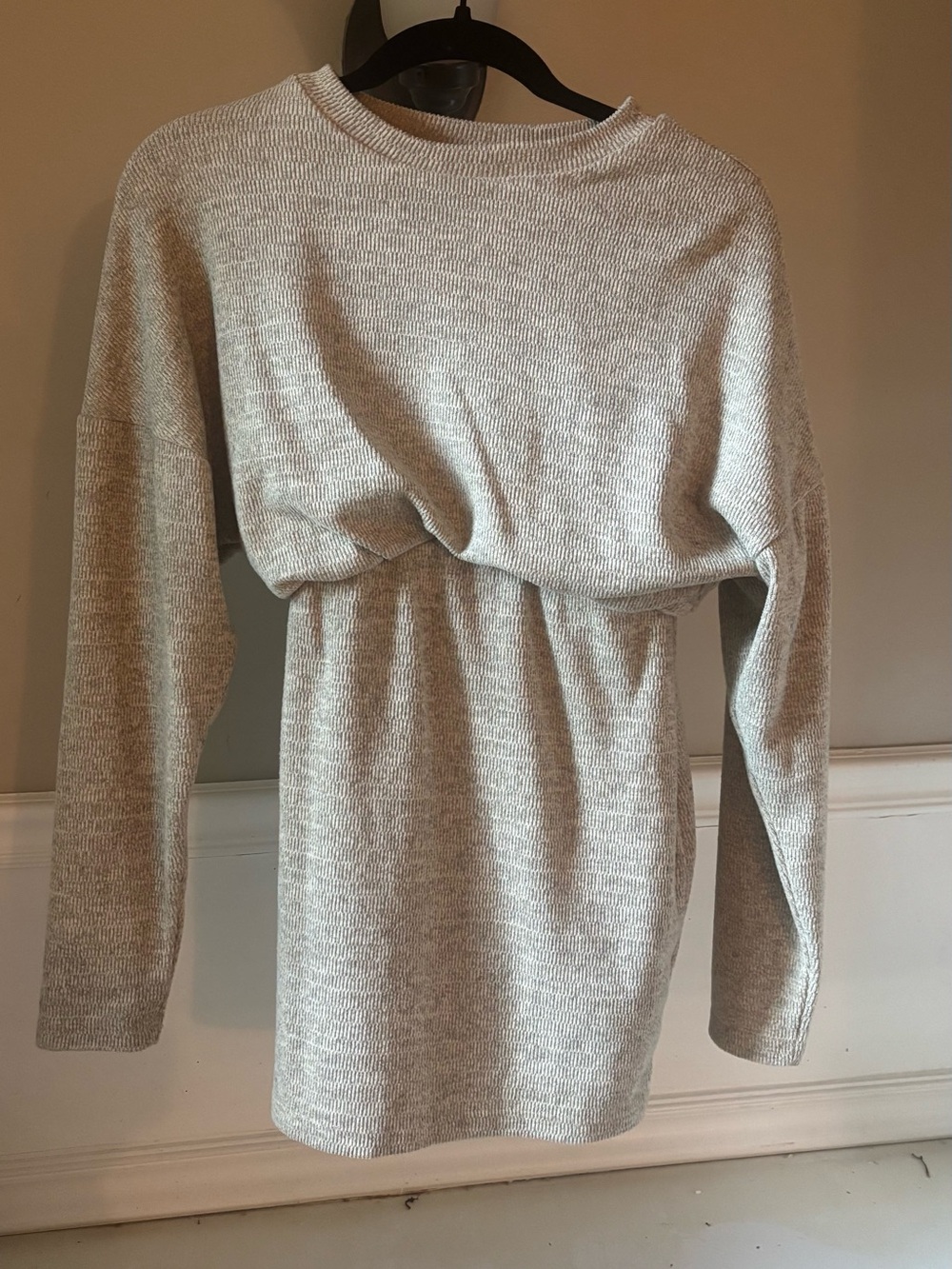 Beige Knitted Mini Sweater Dress